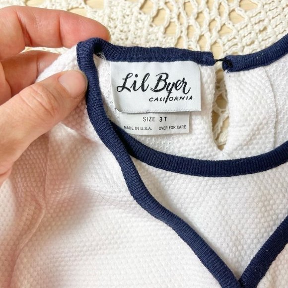 Vintage 1990s Lil Byer Girls 3t Pique Daisy Button Shirt Dimpled Texture Blouse - Picture 3 of 5